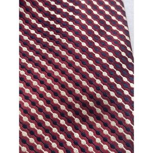 Roberto Villini Couture Mens Burgundy Navy Blue Geometric 100% Silk Tie Handmade